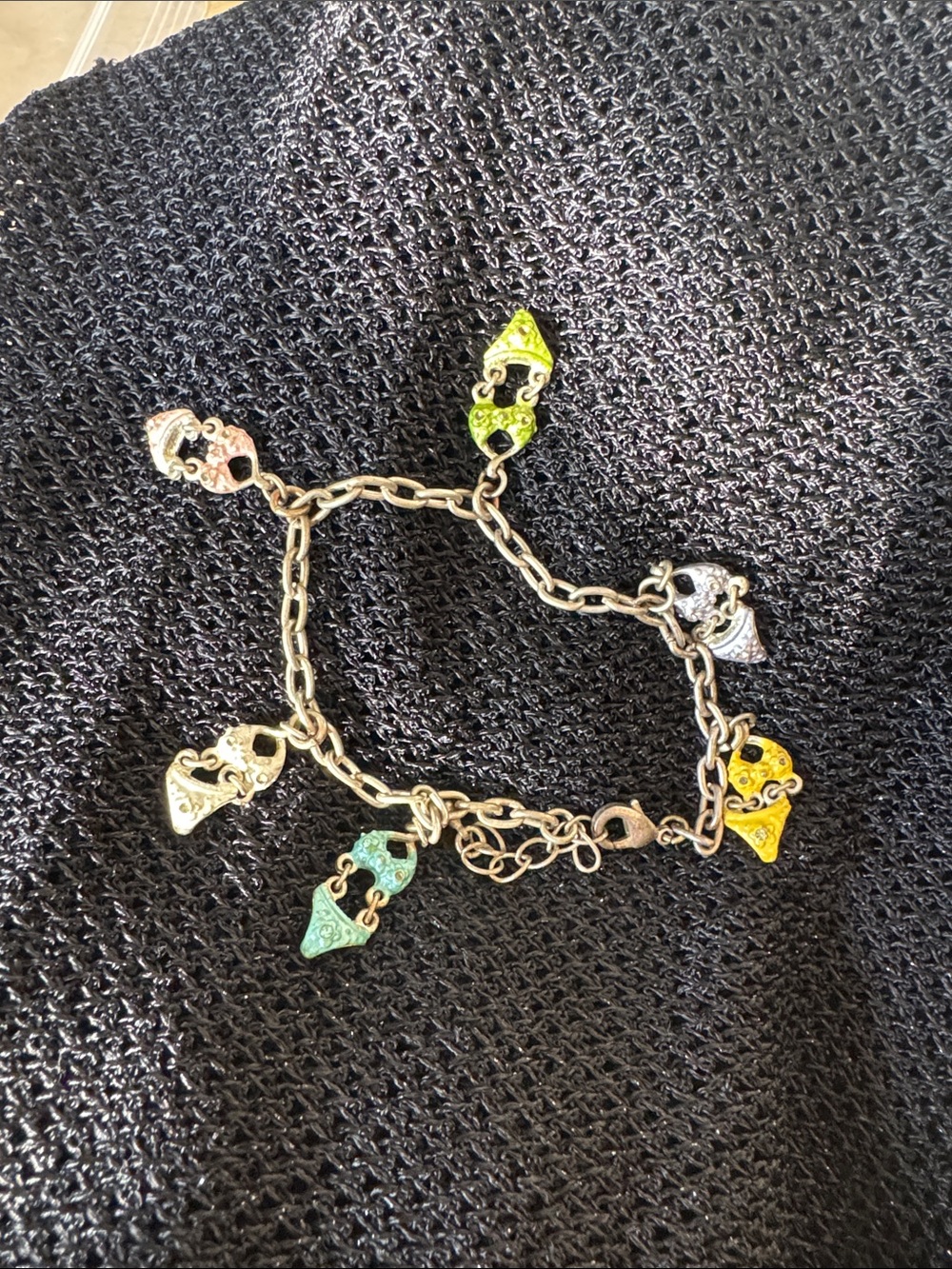 Silver-Tone Multi-Color Mask Charm Bracelet - Women Jewelry